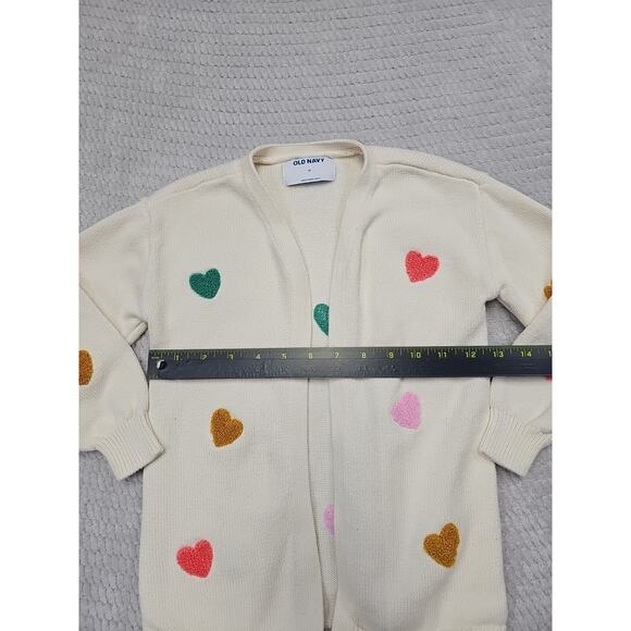 Old Navy Sweater Girls 5T Open Front Cardigan Heart Print - Picture 3 of 7